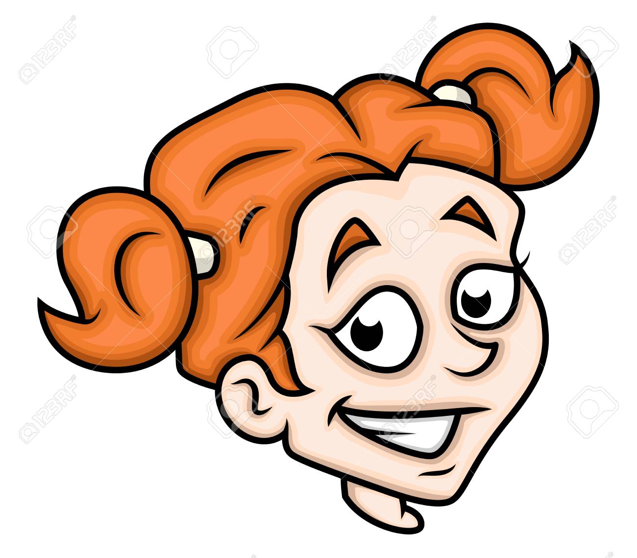 Lustige Glückliche Cartoon-Mädchen-Gesicht Lizenzfrei Nutzbare  Vektorgrafiken, Clip Arts, Illustrationen. Image 42095953.