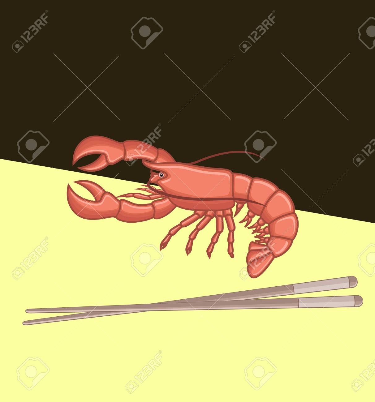 オマール海老の箸 のイラスト素材 ベクタ Image