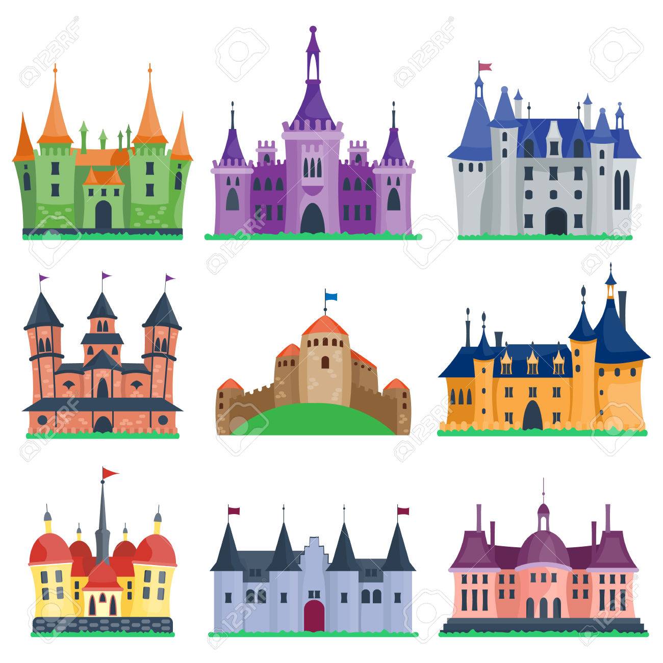 Cartoon Fairy Tour Du Château De Conte Icône Mignon Architecture De Château De Bande Dessinée Vector Illustration Maison Fantastique Conte De Fées