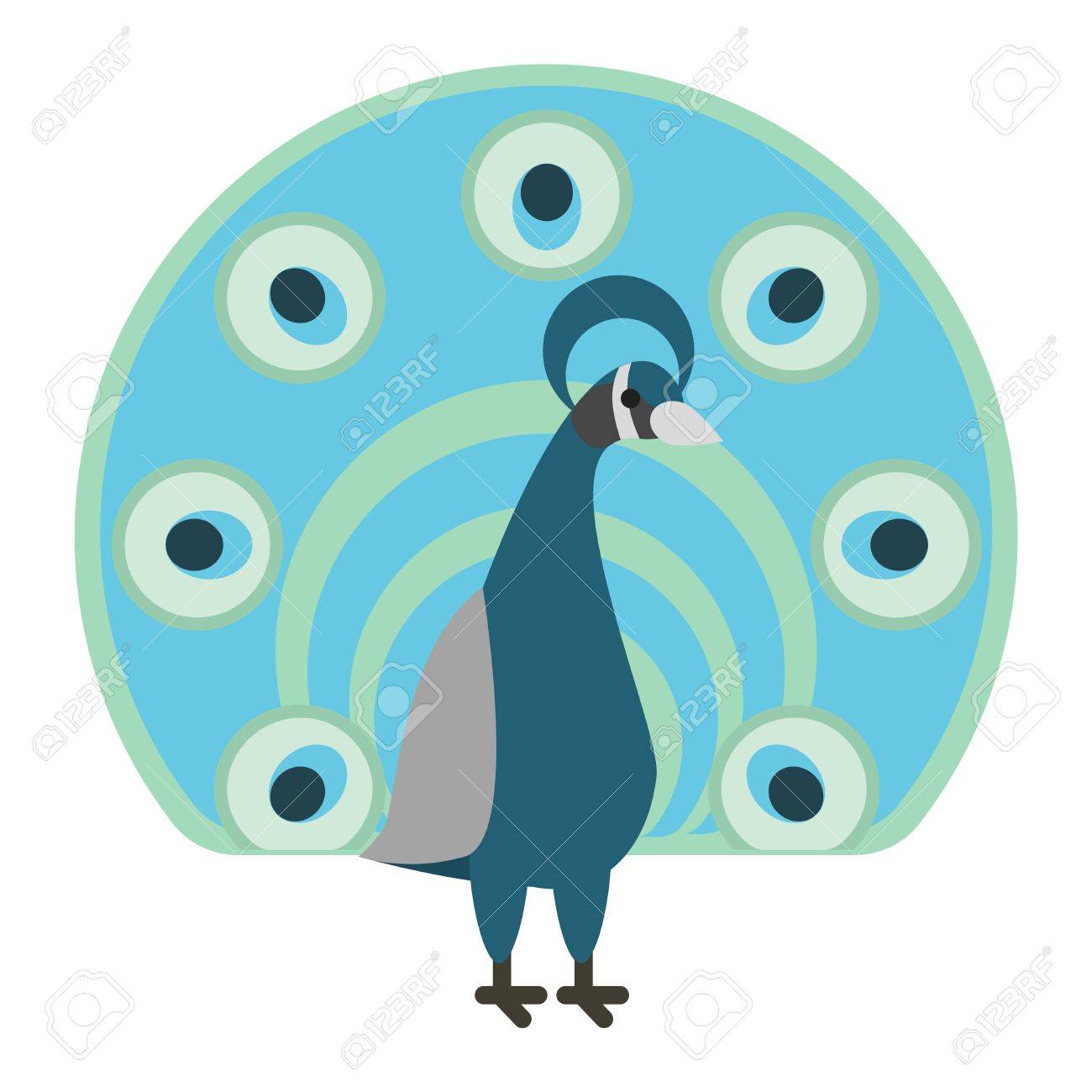 美しい自然鳥孔雀と野生動物明るいピーコック 熱帯クジャク明るい優雅な鳥 美しい孔雀色鮮やかなブルーの美しい自然の鳥や野生動物のイラスト素材 ベクタ Image