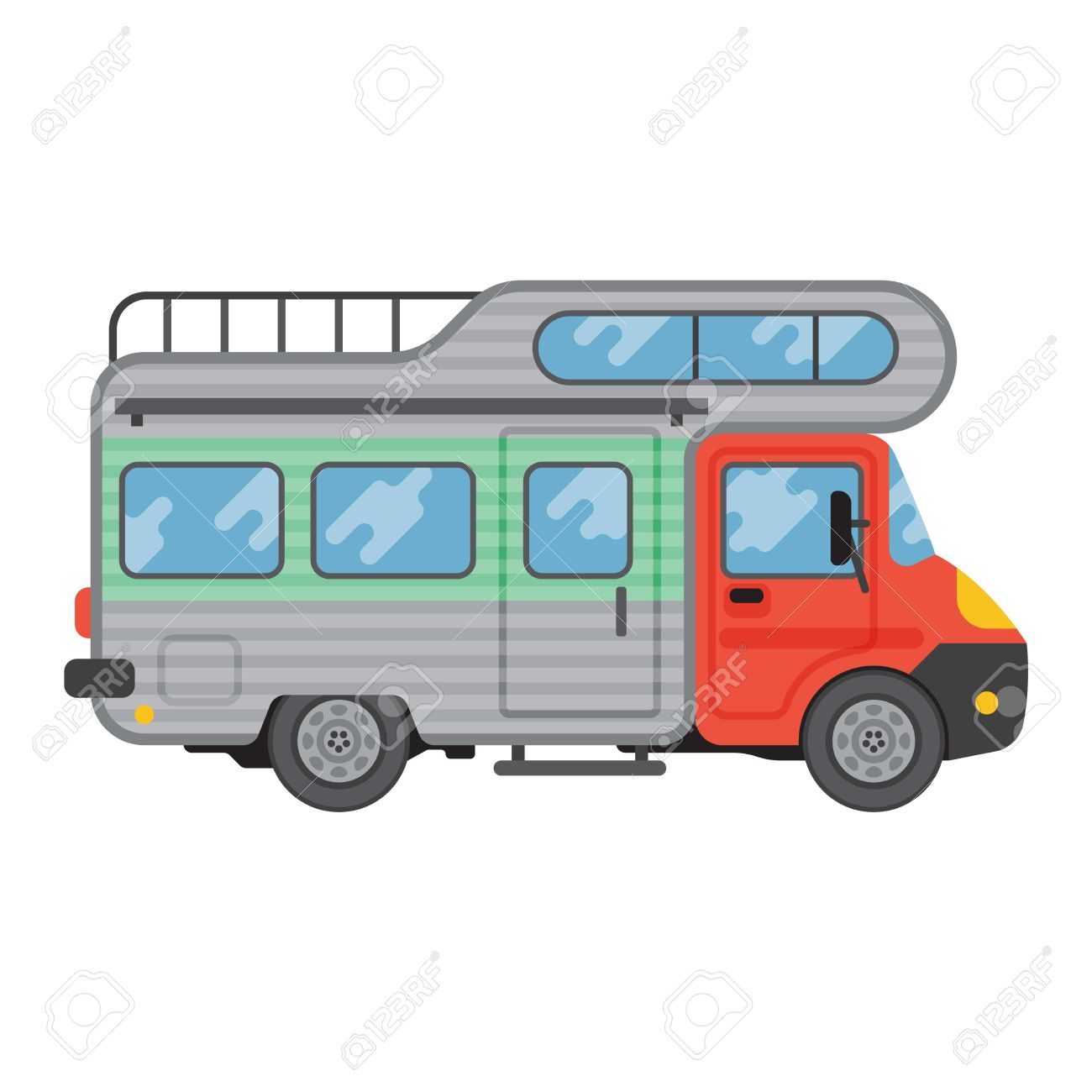 Camping Lastzug Fahrzeug Haus Stehend Vektor Natur Urlaub