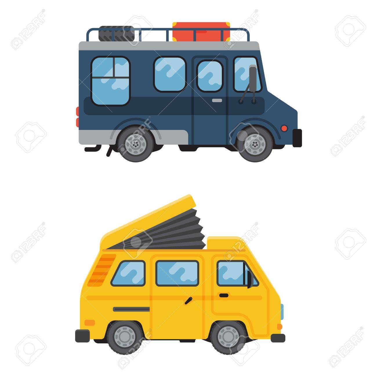 Camping Lastzug Fahrzeug Haus Stehend Vektor Natur Urlaub