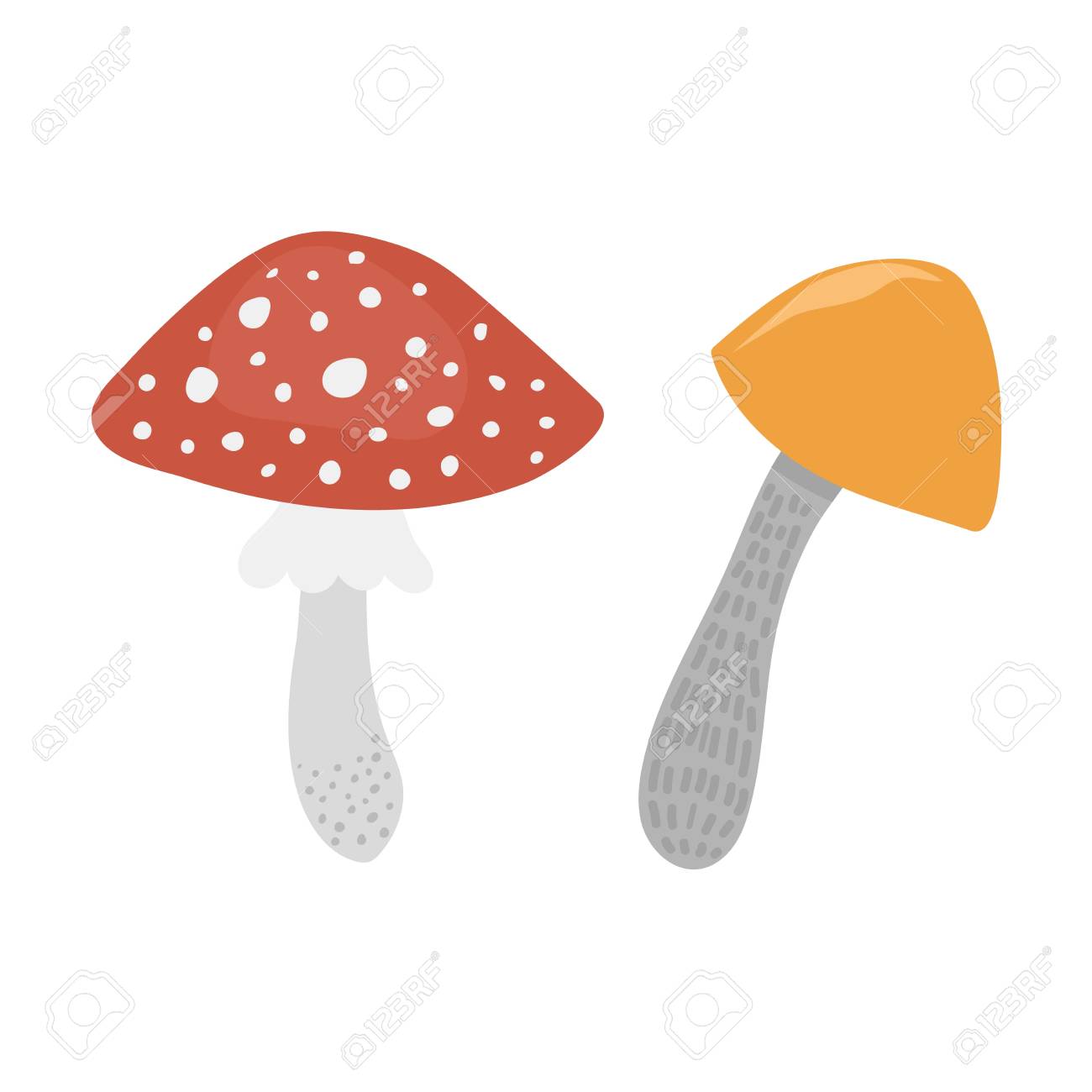 キノコはベクトル イラストです キノコは 白い背景で隔離のいくつかの種類です 自然のきのこのフラット スタイル自然のシンボルのイラスト素材 ベクタ Image