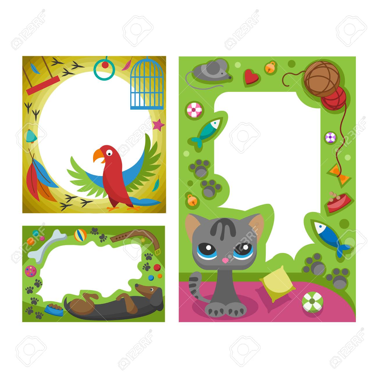 お誕生日おめでとうかわいいボーダー写真フレーム ベクトル イラスト のイラスト素材 ベクタ Image