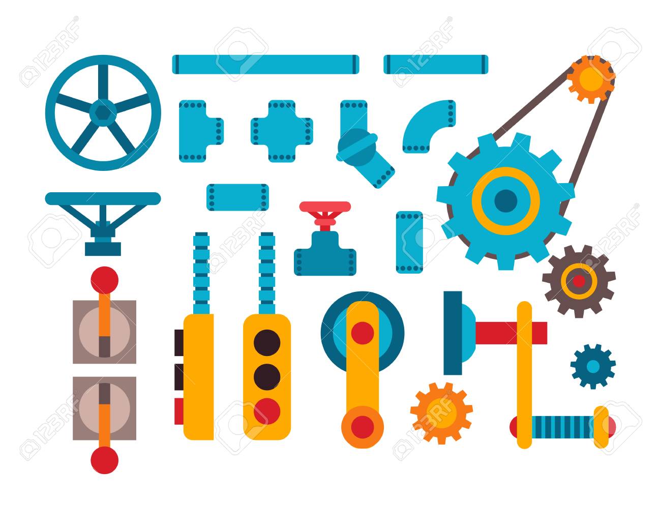 Machine Parts Different Mechanism Vector Illustration Royalty Free Cliparts Vectors And Stock Illustration Image