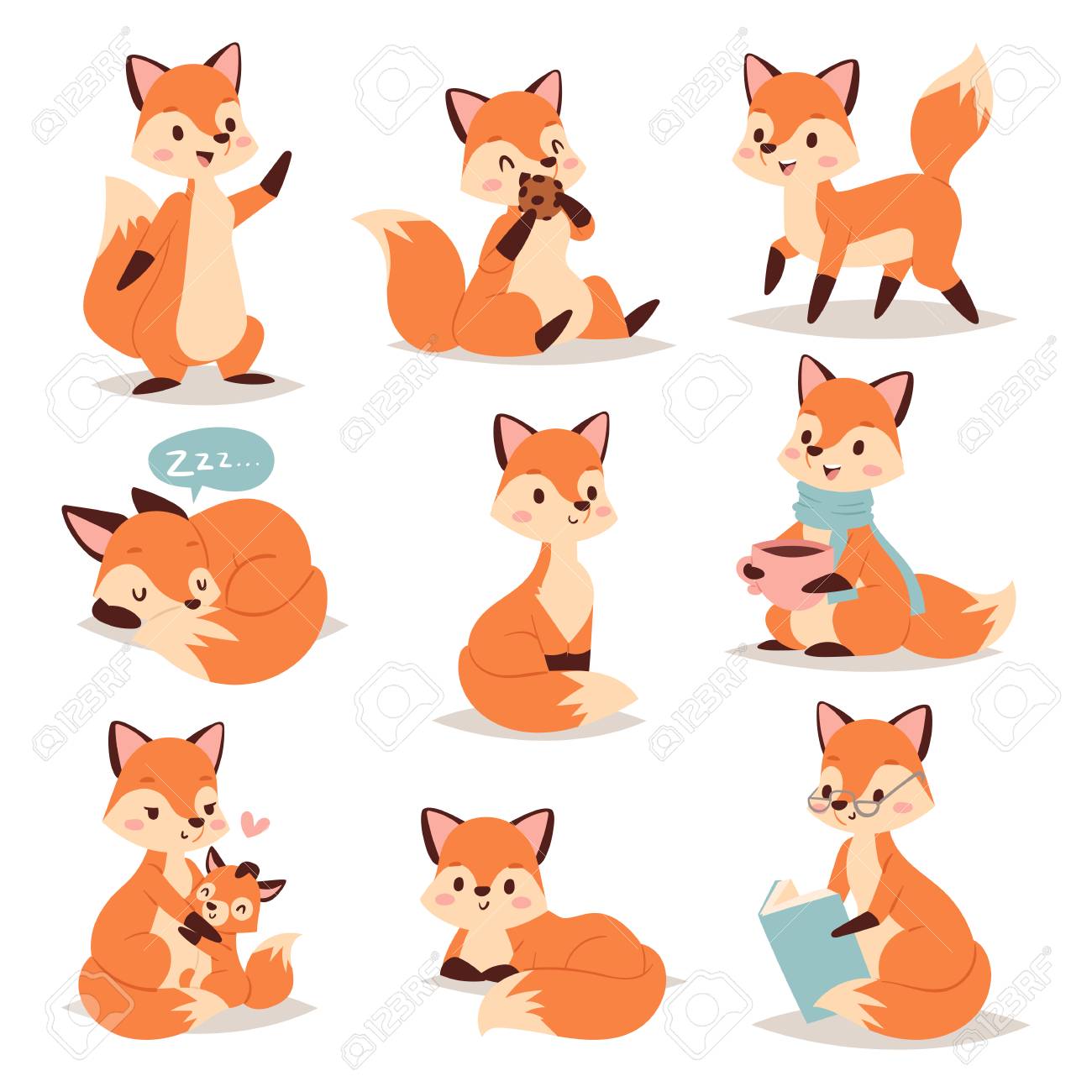 キツネかわいい愛らしいキャラクター面白い幸せ自然赤尾と野生動物オレンジ フォレスト動物スタイル グラフィックのベクター イラストのさまざまな活動を行います のイラスト素材 ベクタ Image キツネかわいい愛らしいキャラクター面白い幸せ自然赤尾と野生動物オレンジ フォレスト動物スタイル グラフィックのベクター イラストのさまざまな活動を行います のイラスト素材 ベクタ Image