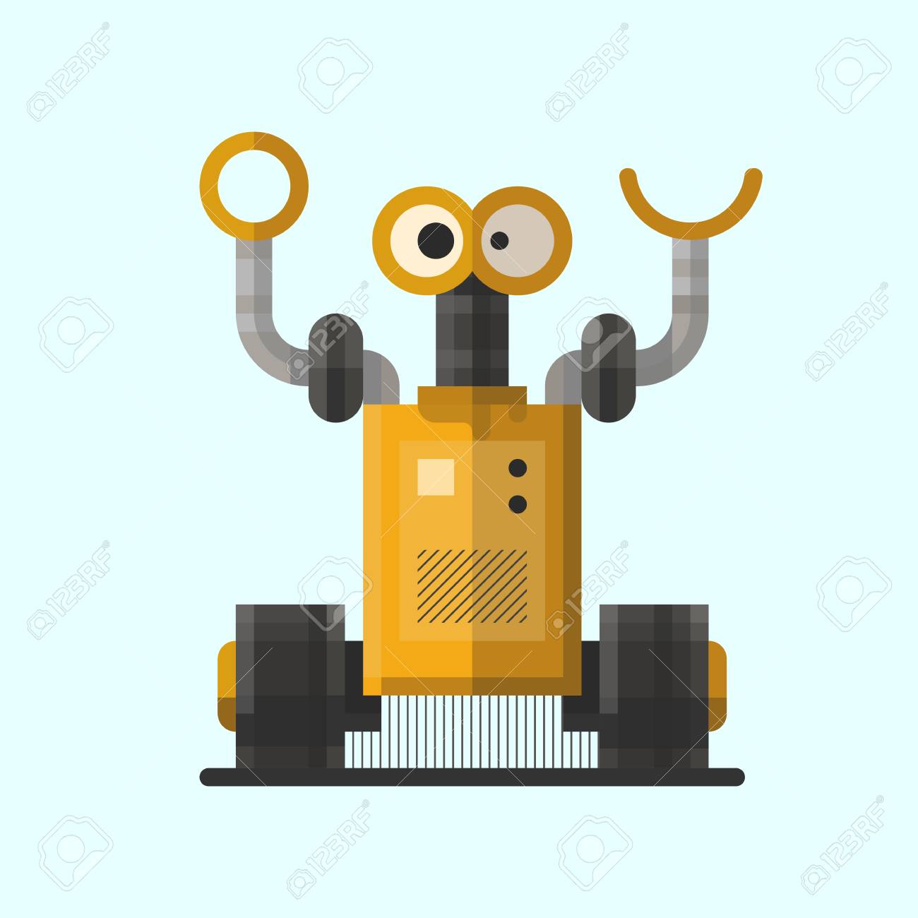 かわいいビンテージ ロボット技術マシン未来科学おもちゃと未来サイボーグ ロボット要素アイコン文字ベクトル図を設計します のイラスト素材 ベクタ Image