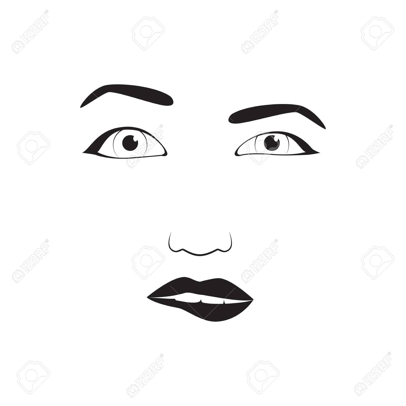 女の子の感情顔漫画ベクトル イラストや女性絵文字アイコンかわいい象徴文字人間表現 のイラスト素材 ベクタ Image