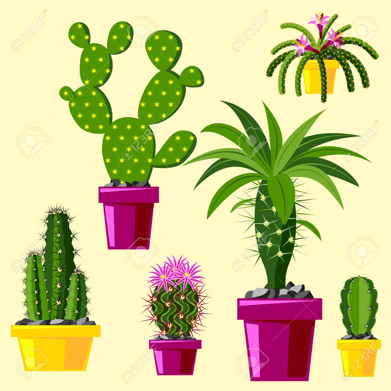 Cactus Flat Style Nature Desert Flower Green Cartoon Drawing ... Cactus Flat Style Nature Desert Flower Green Cartoon Drawing ...