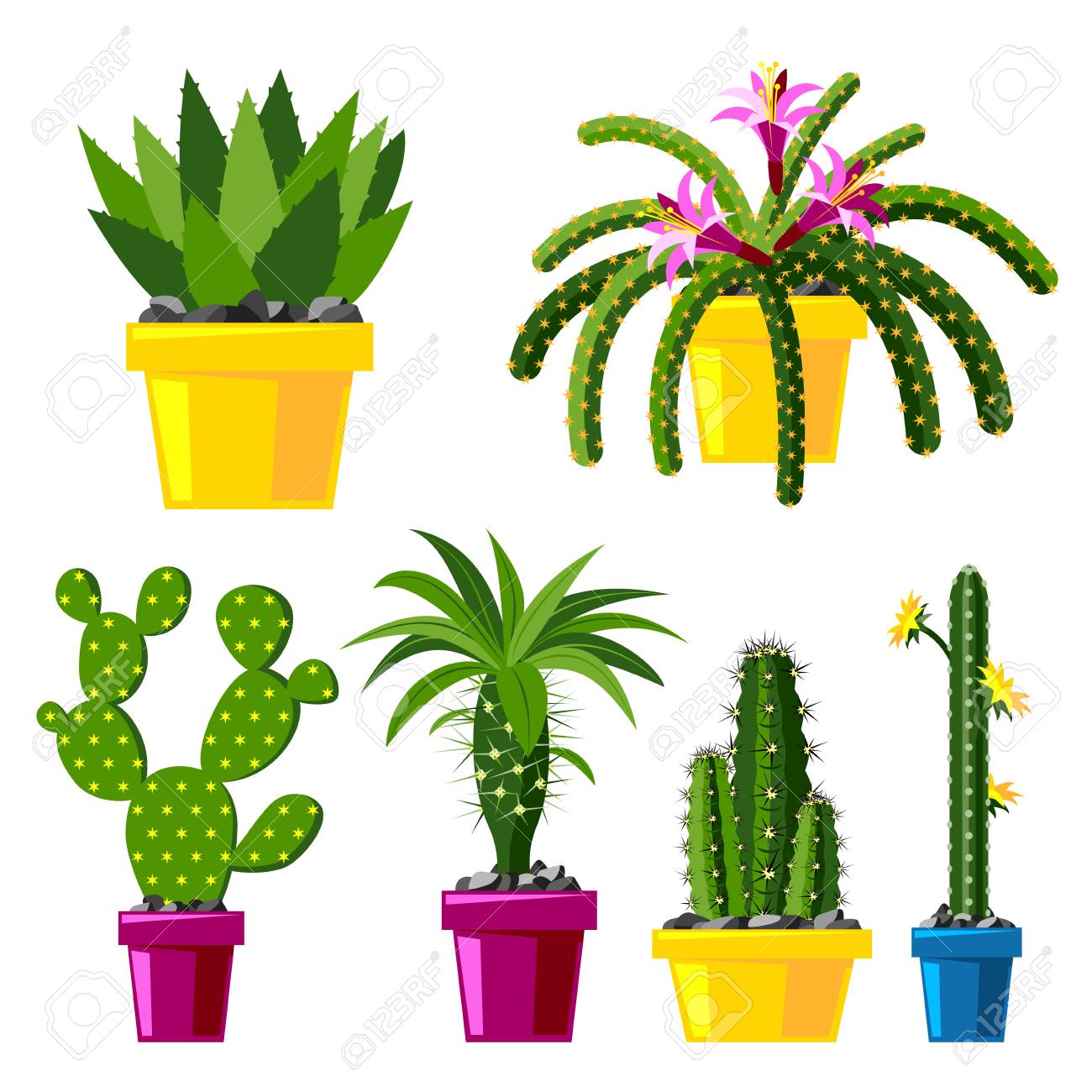 Cactus Flat Style Nature Desert Flower Green Cartoon Drawing ... Cactus Flat Style Nature Desert Flower Green Cartoon Drawing ...