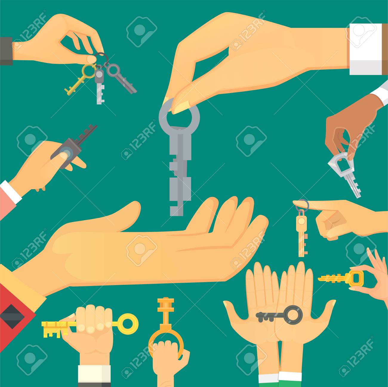 Hande Halten Schlussel Wohnung Verkaufen Menschliche Geste Zeichen