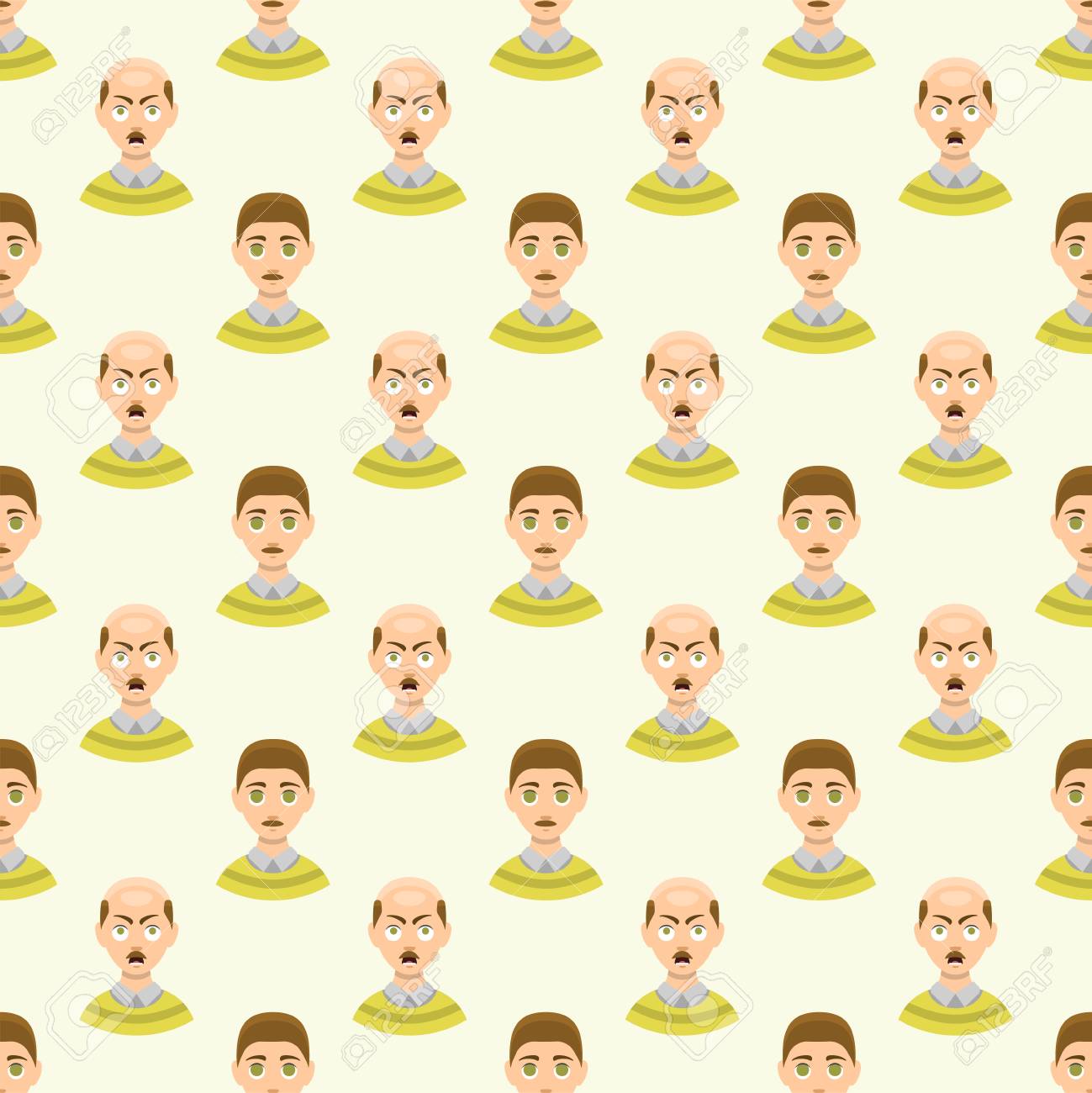 Hair Loss Stages Man Seamless Pattern And Types Of Baldness