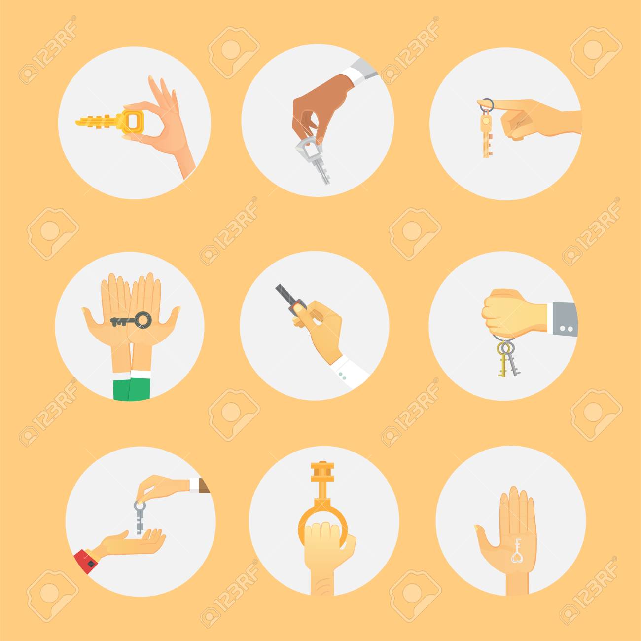 Hande Halten Schlussel Wohnung Verkaufen Menschliche Geste Zeichen