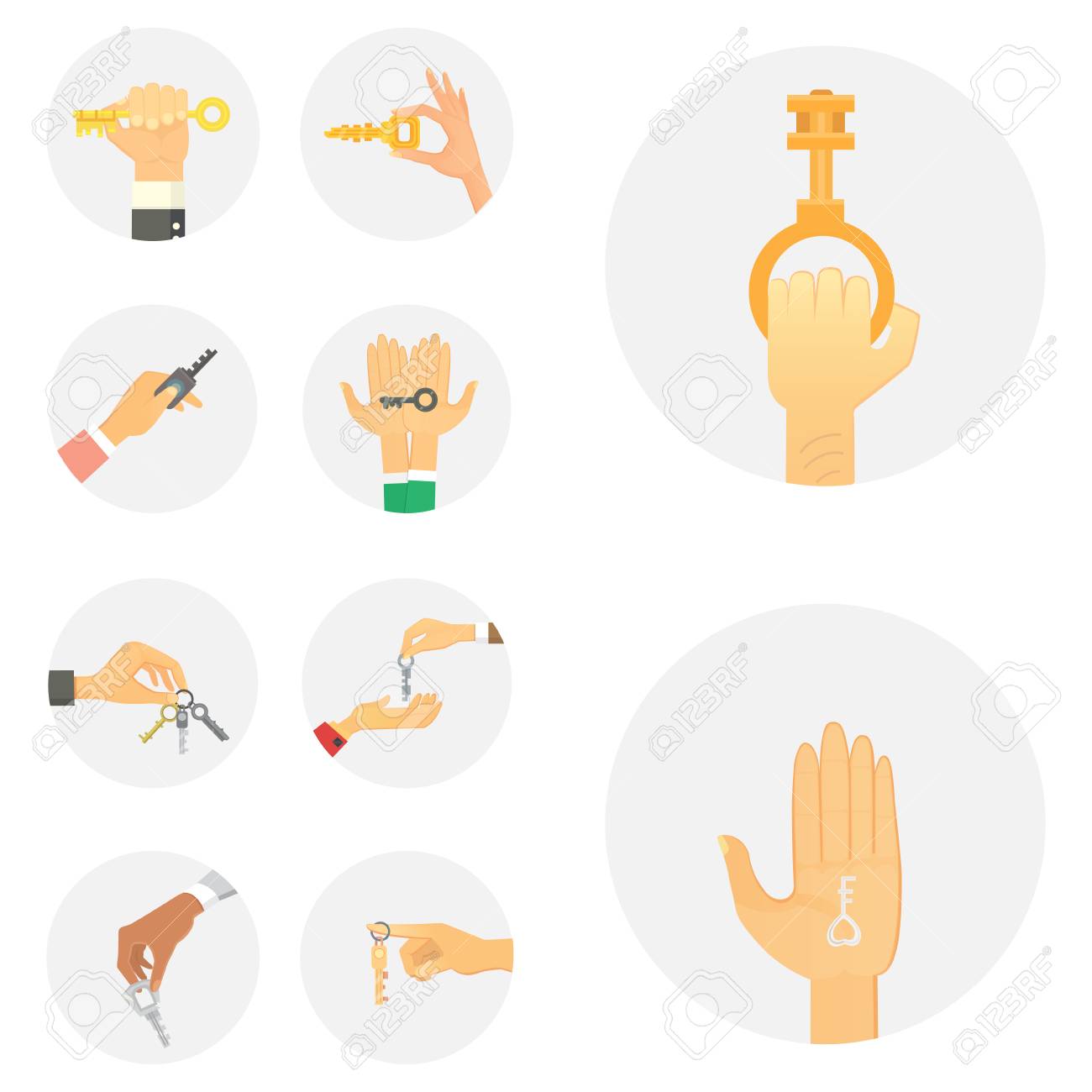 Hande Halten Schlussel Wohnung Verkaufen Menschliche Geste Zeichen