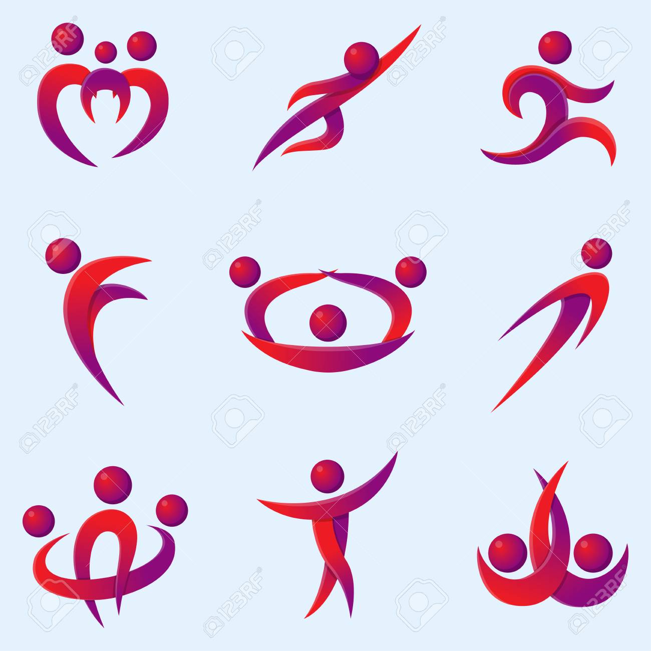 シルエット抽象人パフォーマンス文字ロゴ人物ポーズ ベクトル イラスト のイラスト素材 ベクタ Image