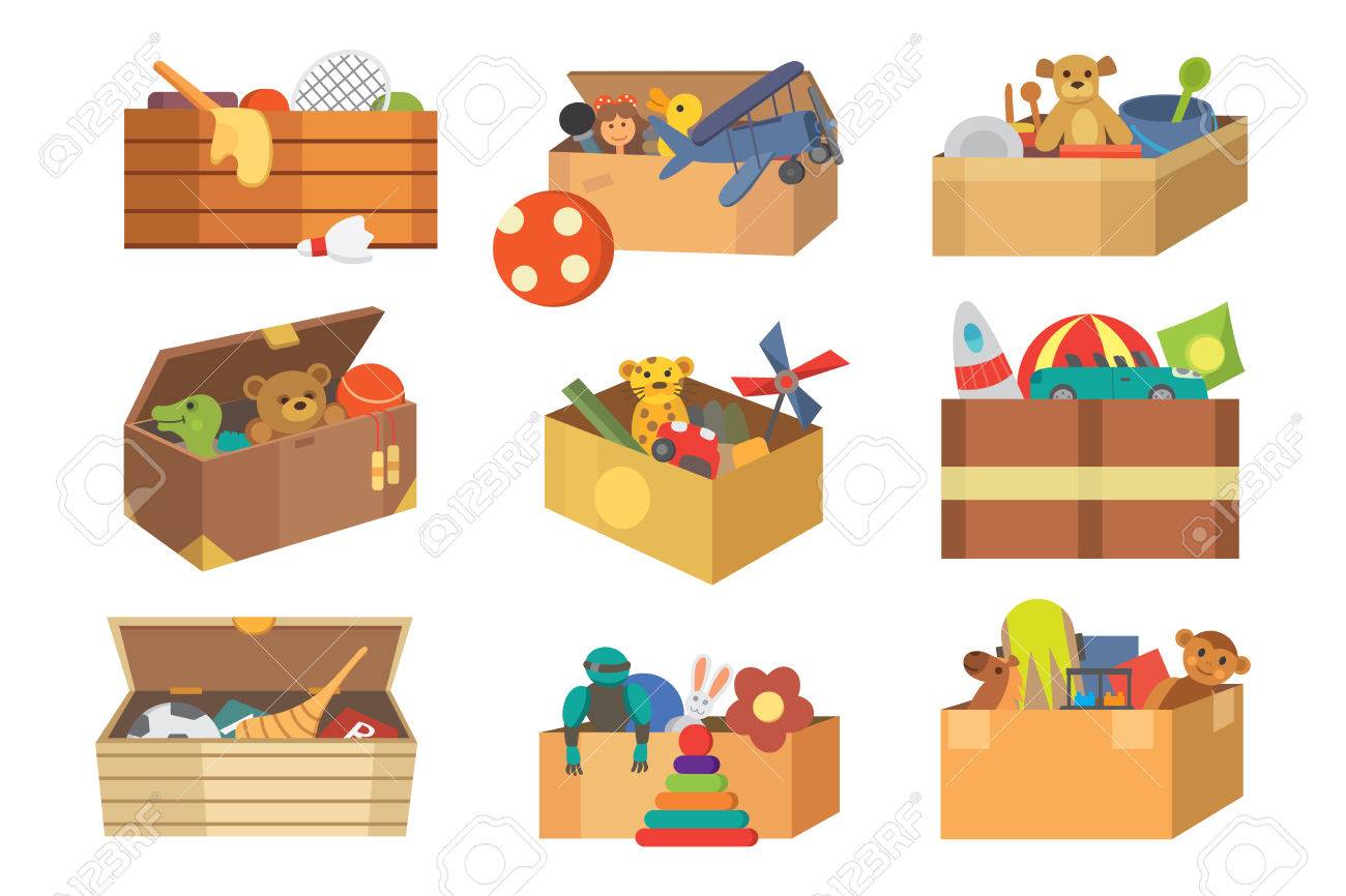 Cajas Llena De Juguetes Para Niños De Dibujos Animados Lindo Juego Gráfico Infancia Bebé Sala De Contenedores De Ilustración Vectorial Ilustraciones Vectoriales, Clip Art Vectorizado Libre De Derechos. Image 79967795.