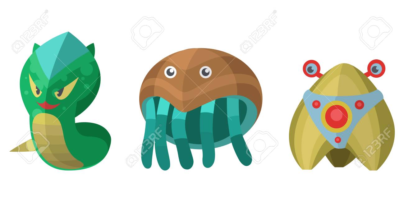 面白い漫画モンスターかわいい外国人キャラクター クリーチャー幸せ悪魔カラフルな動物イラスト のイラスト素材 ベクタ Image