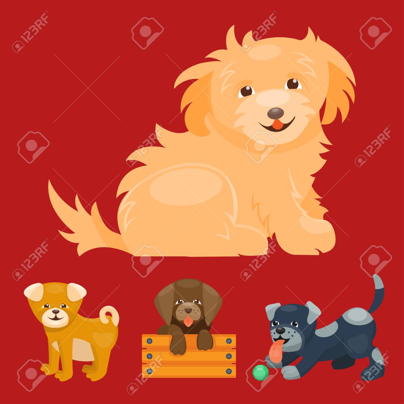 ベクトル イラストかわいい再生犬文字面白い純血種の子犬漫画幸せな哺乳類種のイラスト素材 ベクタ Image ベクトル イラストかわいい再生犬文字面白い純血種の子犬漫画幸せな哺乳類種のイラスト素材 ベクタ Image