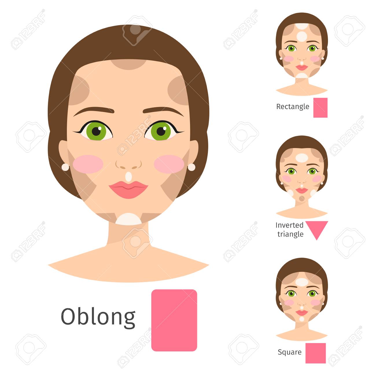 別の女の顔型ベクトル イラスト文字図形の女の子の化粧の美しい女性のイラスト素材 ベクタ Image 4039