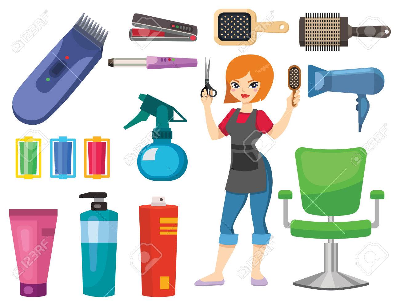 Coiffeur De Mode Avec Tondeuse A Cheveux Et Brosse A Cheveux Isole