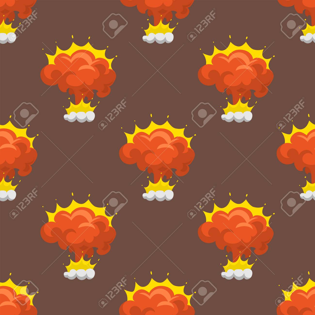 シームレス パターン アニメーション ゲームのスプライト シート漫画爆発ブーム効果爆発バースト爆発火漫画の炎ベクトル図です のイラスト素材 ベクタ Image