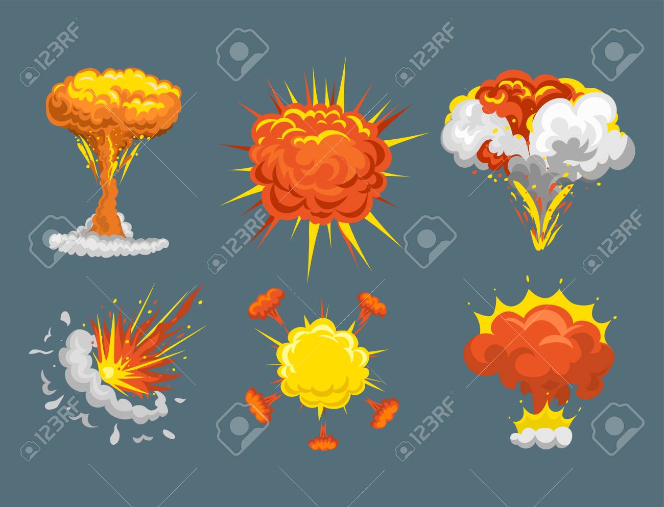 漫画爆発ブーム ゲーム シート効果アニメーションは バースト爆発火漫画の炎ベクトル図を爆発します のイラスト素材 ベクタ Image