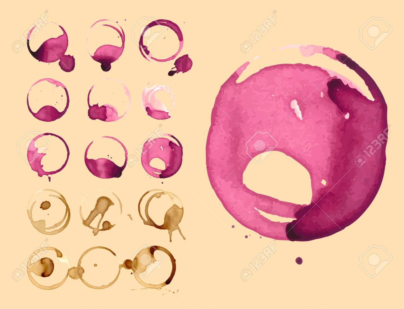 Macchie di vino e caffè splashes illustrazione vettoriale. clipart ... Macchie di vino