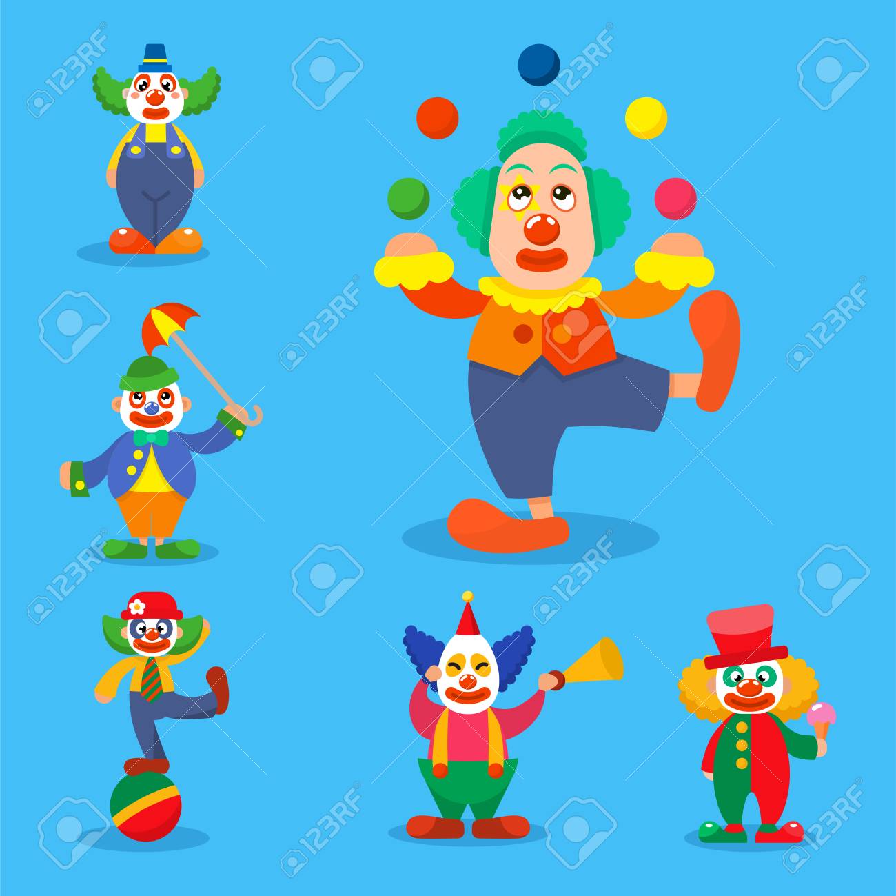 clown vector circus man characters performer carnival actor makeup