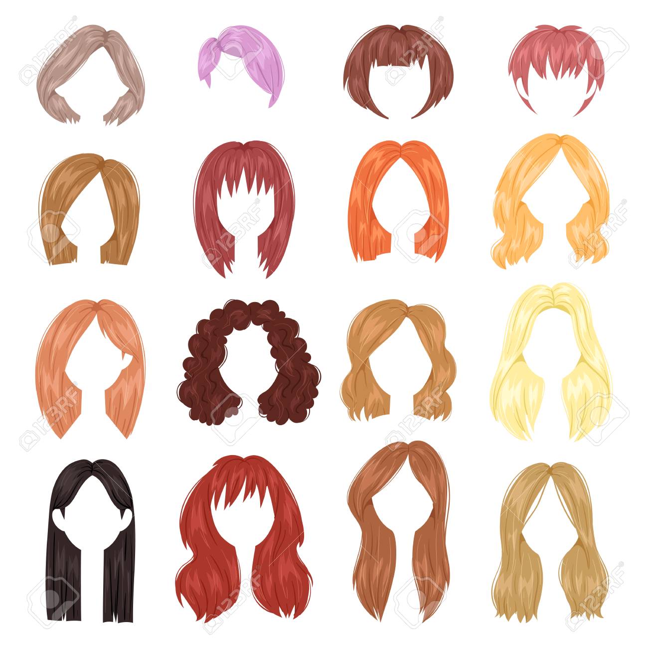Hairstyle Woman Vector Female Haircut On Short Or Long Hair And