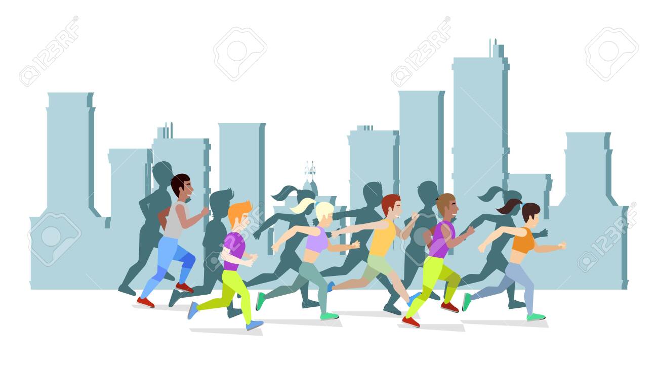 Running People In City Vector Illustration. World Health Day Poster Design. Save Health Concept. People Jogging, Run Training. Cartoon Runners, Women And Men For Banner, Advertisement Cover. Royalty Free SVG, Cliparts, Vectors, Running People In City Vector Illustration. World Health Day Poster Design. Save Health Concept. People Jogging, Run Training. Cartoon Runners, Women And Men For Banner, Advertisement Cover. Royalty Free SVG, Cliparts, Vectors,