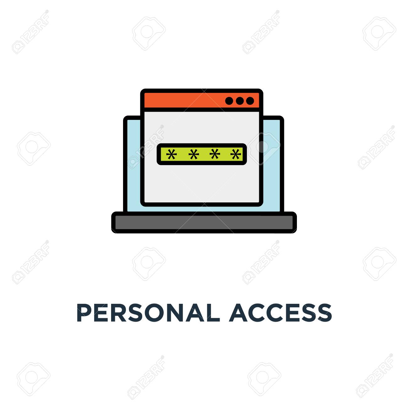 personal access icon successful web browser login page on laptop browser form