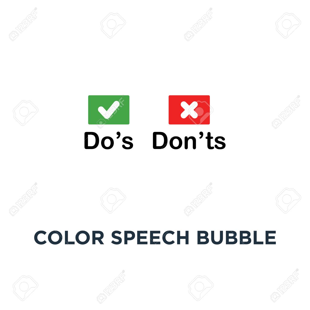 color speech bubble like dos and donts icon symbol of checklist