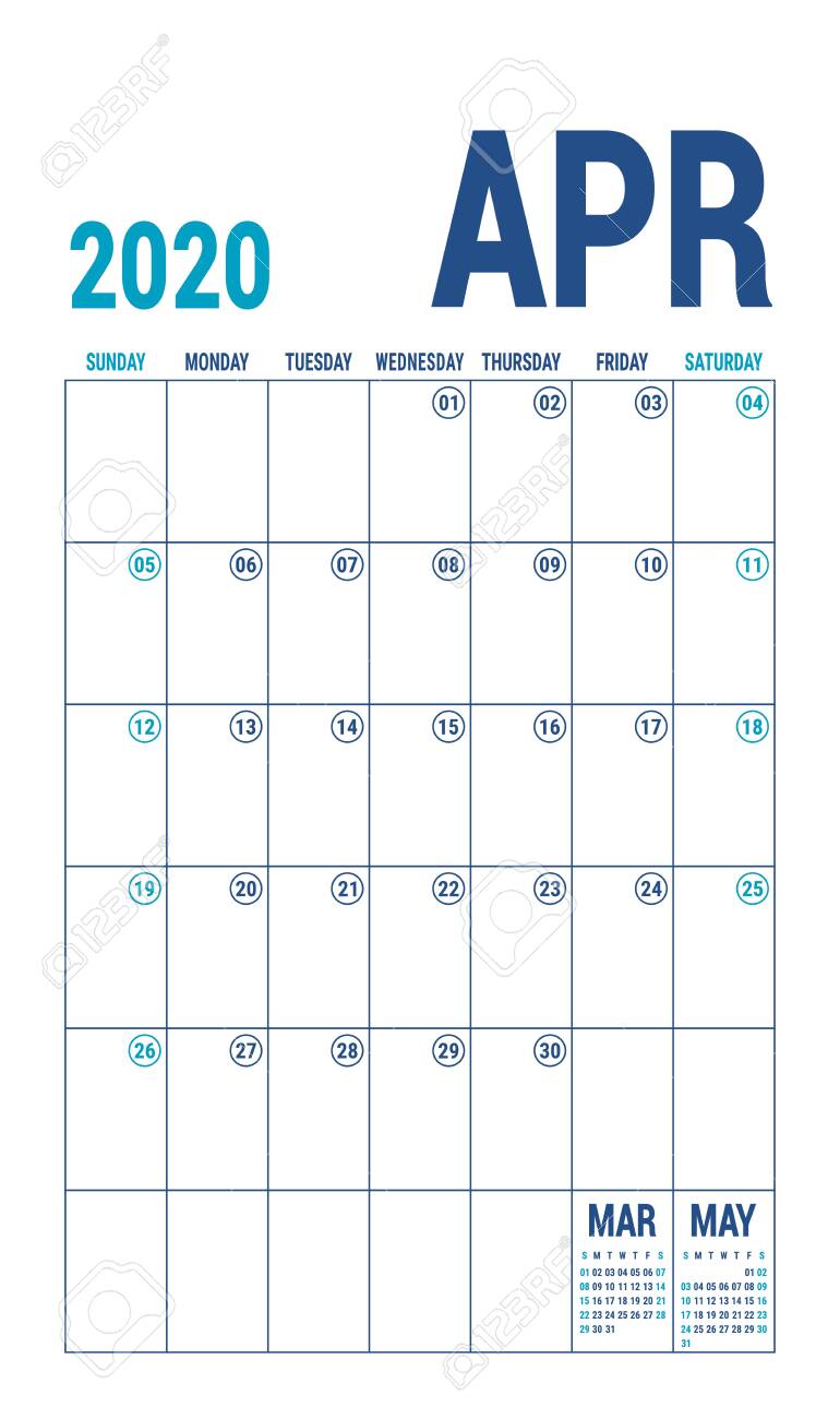 april 2020 calendar blue color planner english calender template 2020 calendar office