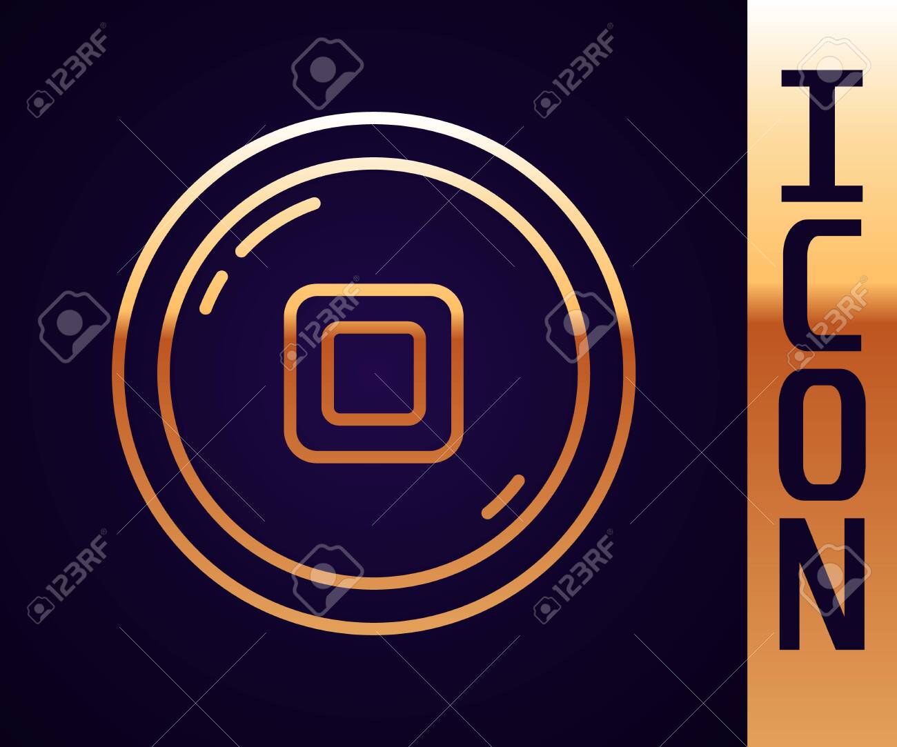 黒の背景に分離された金線中国人民元通貨記号アイコン。コインマネー。銀行の通貨記号。現金のシンボル。ベクトルイラストのイラスト素材・ベクター Image  141165404