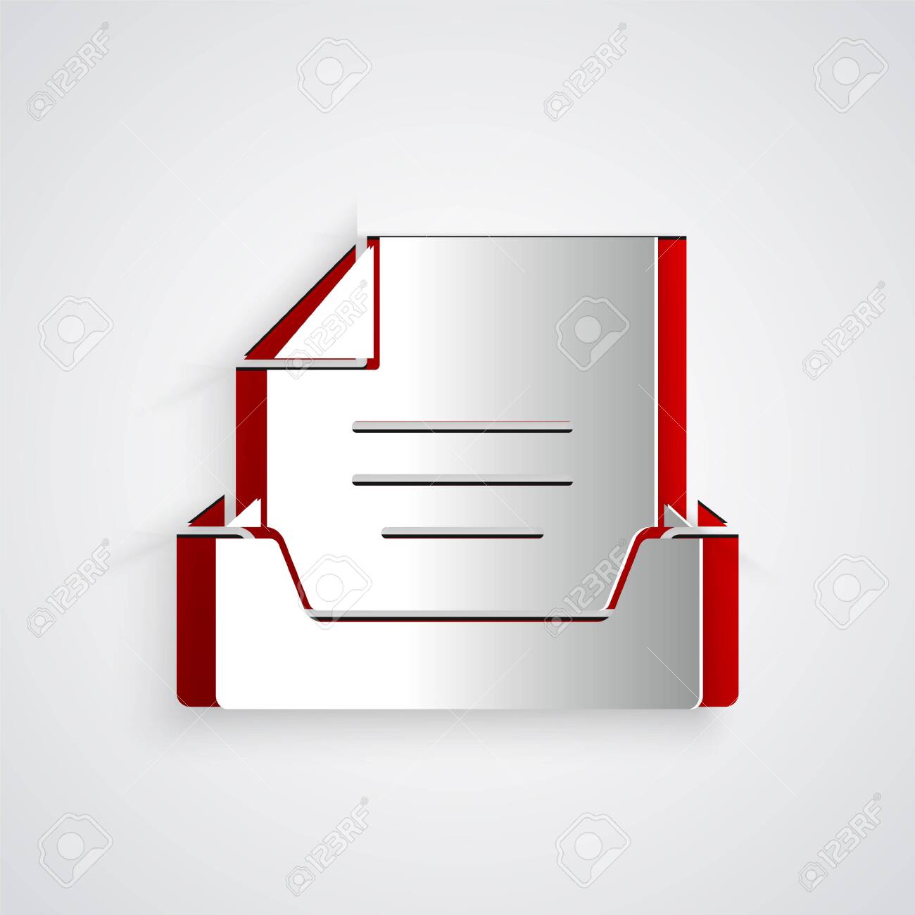 Paper Cut Drawer With Document Icon Isolated On Grey Background Royalty Free Cliparts Vectors And Stock Illustration Image 141395048