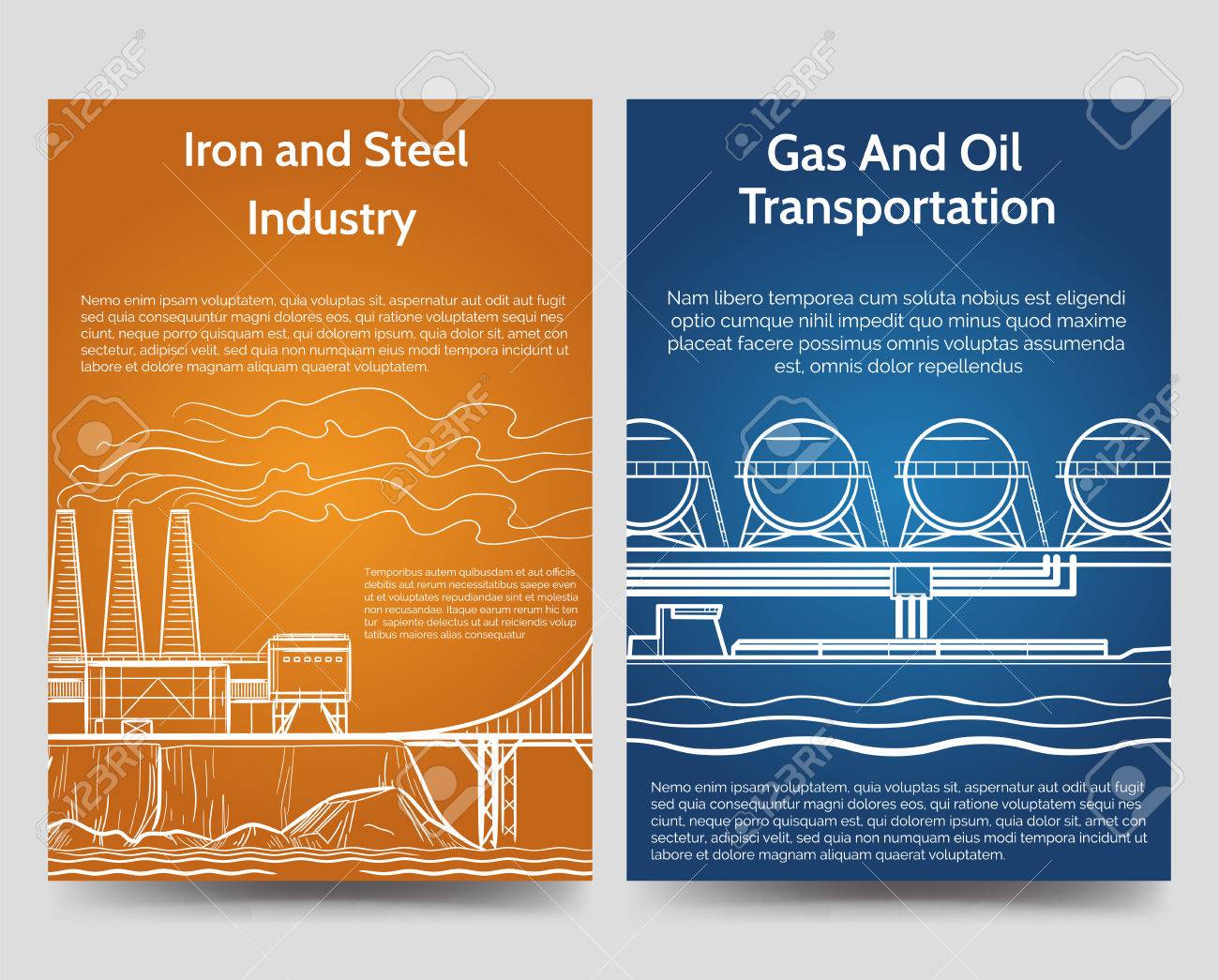 industrial brochure flyers template with gas oil transportation