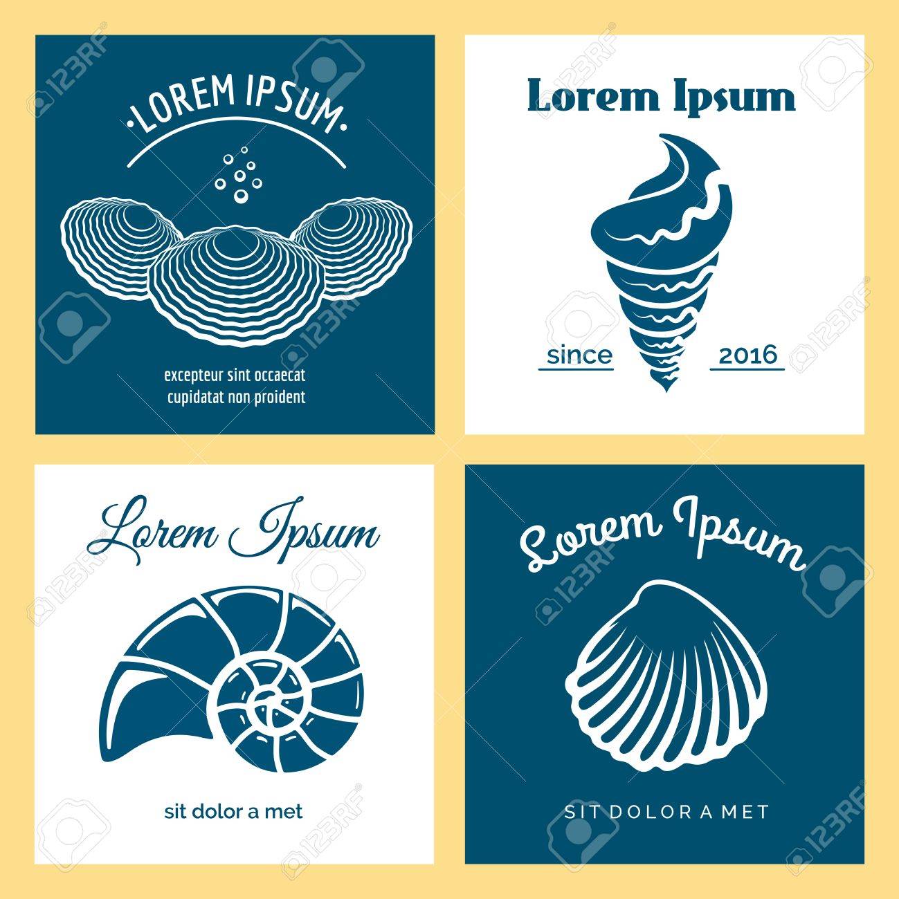 vector oyster shell scallop and seashells nautical logo templates scallop templates