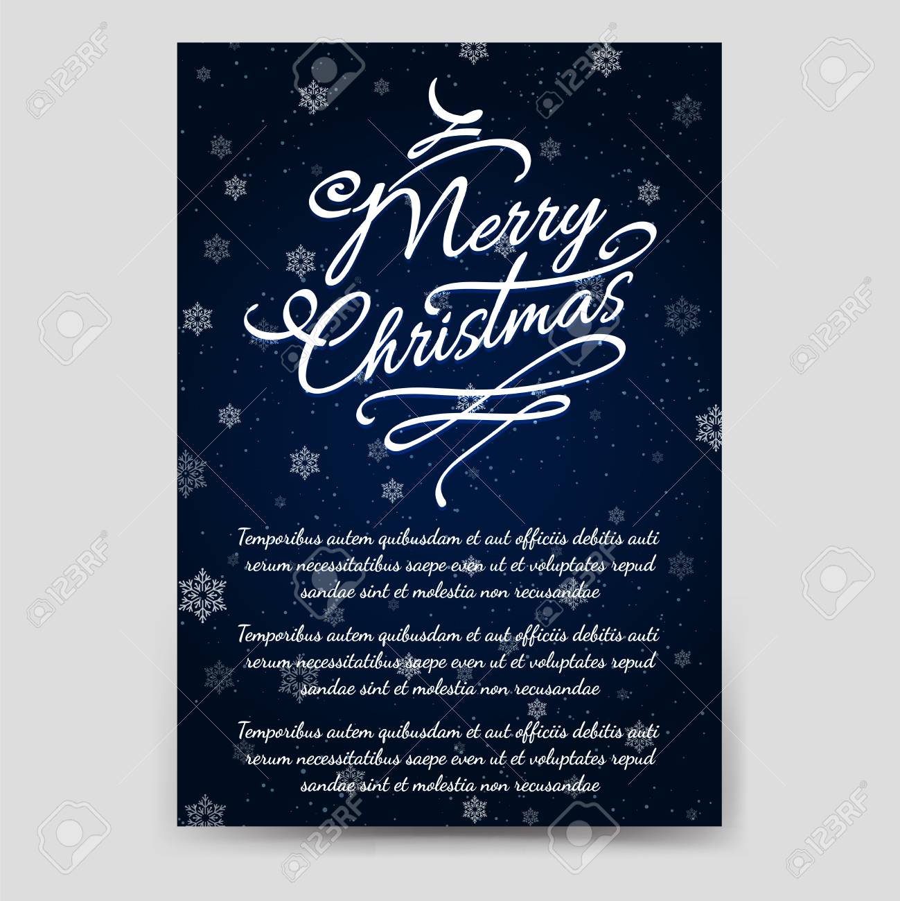 winter brochure flyer template with snowflakes and snowfall