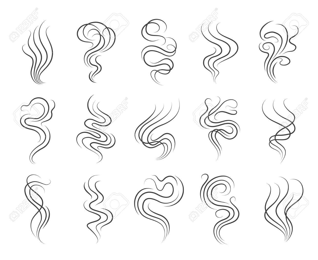 smoke smell line icons smoking and steaming vector signs stock vector 67931915