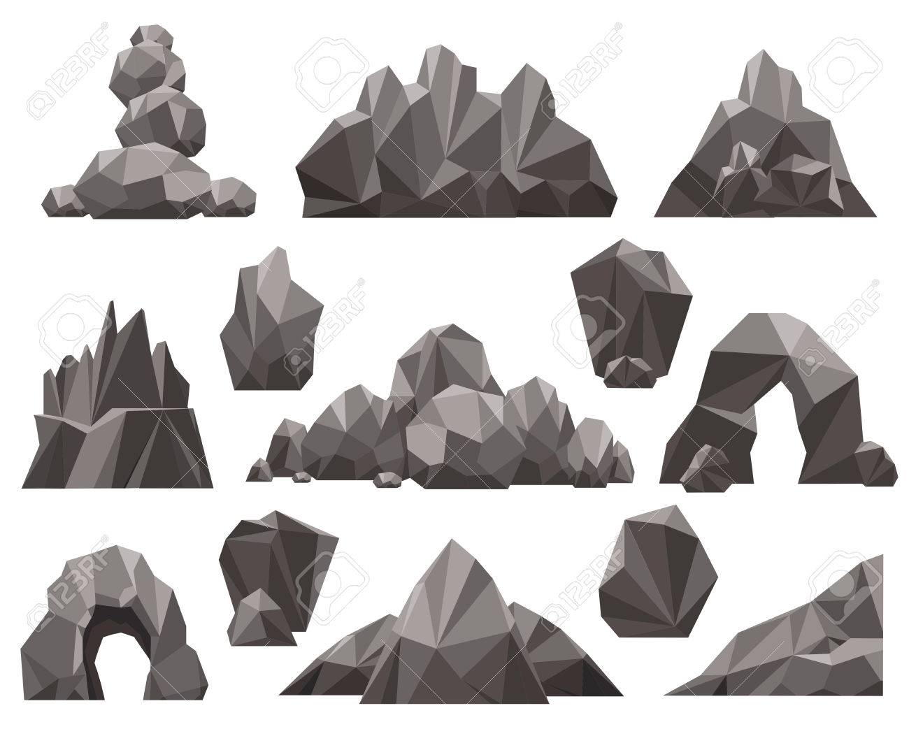 Cartoon 3d Rock And Stone Set Vector Illustration. Mountain Rocks And Pile  Of Stones Isolated On White Background Royalty Free SVG, Cliparts, Vectors,  And Stock Illustration. Image 75357776.