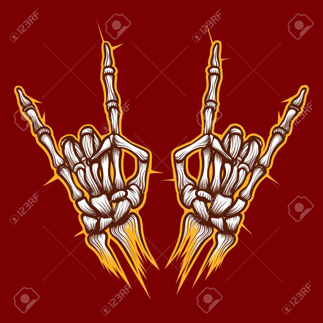 Skeleton Knochen Hande Heavy Metal Oder Rock Musik Zeichen Vektor Hintergrund Lizenzfrei Nutzbare Vektorgrafiken Clip Arts Illustrationen Image