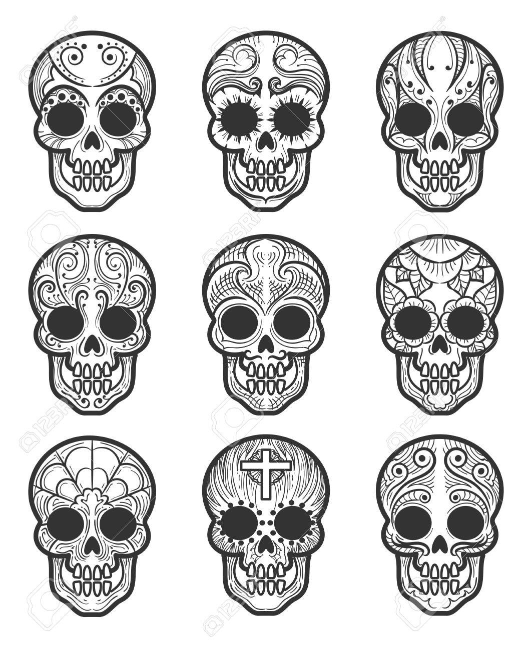 T-shirt Homme Tête De Mort Mexicaine T-Shirt Calavera Tête De Mort Mexicaine  - Fruit Of The Loom - Coton - Style Sugar Skull Seconde Morte, image size:1063x1300