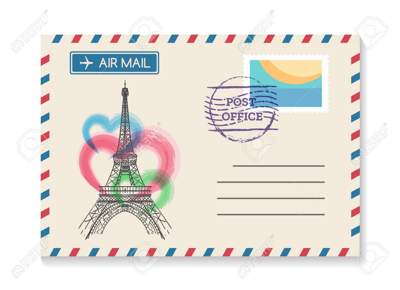 retro paris postal invitation vector vintage old wedding air