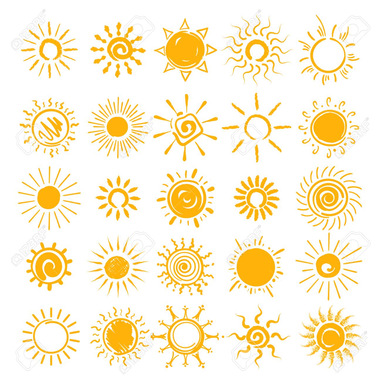 sun illustration vector hands drawn sun icons doodle cartoon sun illustration