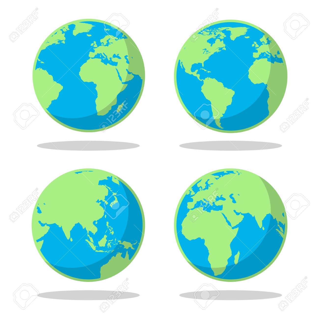 Simple Cartoon Flat Earth Planet Symbols. Globe Map Circle Design Vector  Color Silhouettes For World Geography Travel And Exploring Illustrations  Royalty Free SVG, Cliparts, Vectors, and Stock Illustration. Image  143552701.