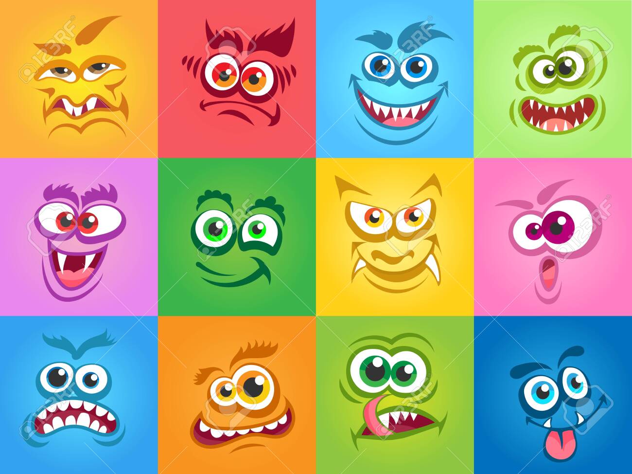 Cartoon face scared character emotion - vector clip art