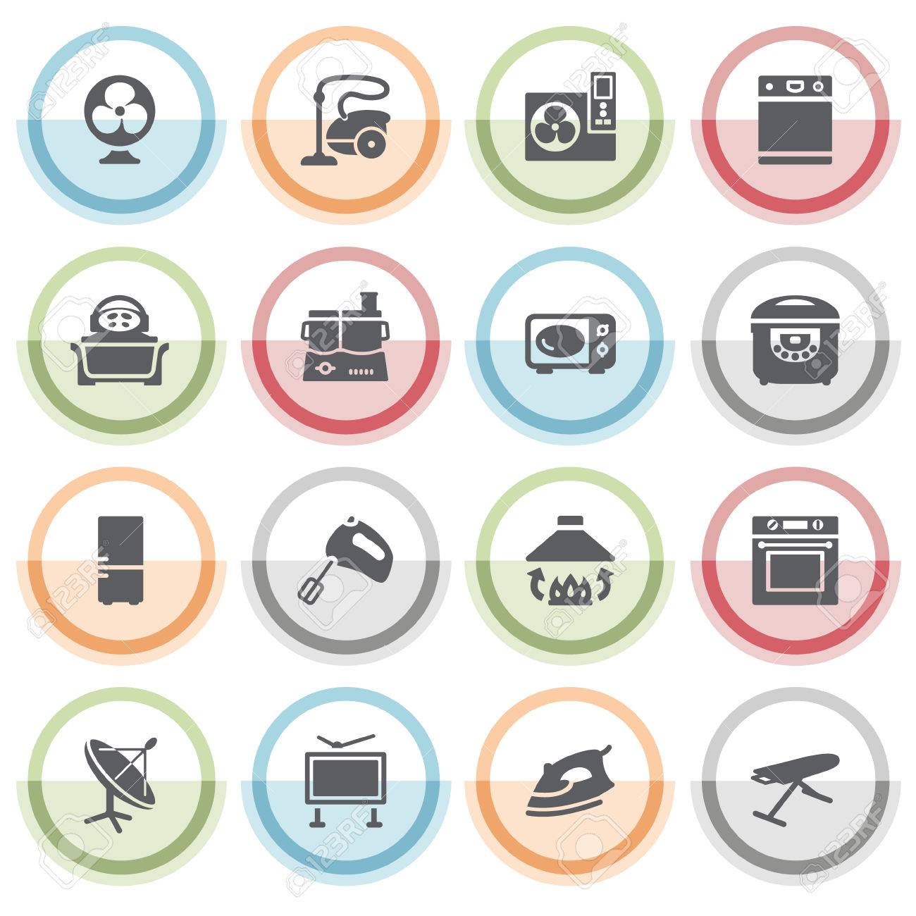 カラー ステッカーと家電アイコン のイラスト素材 ベクタ Image