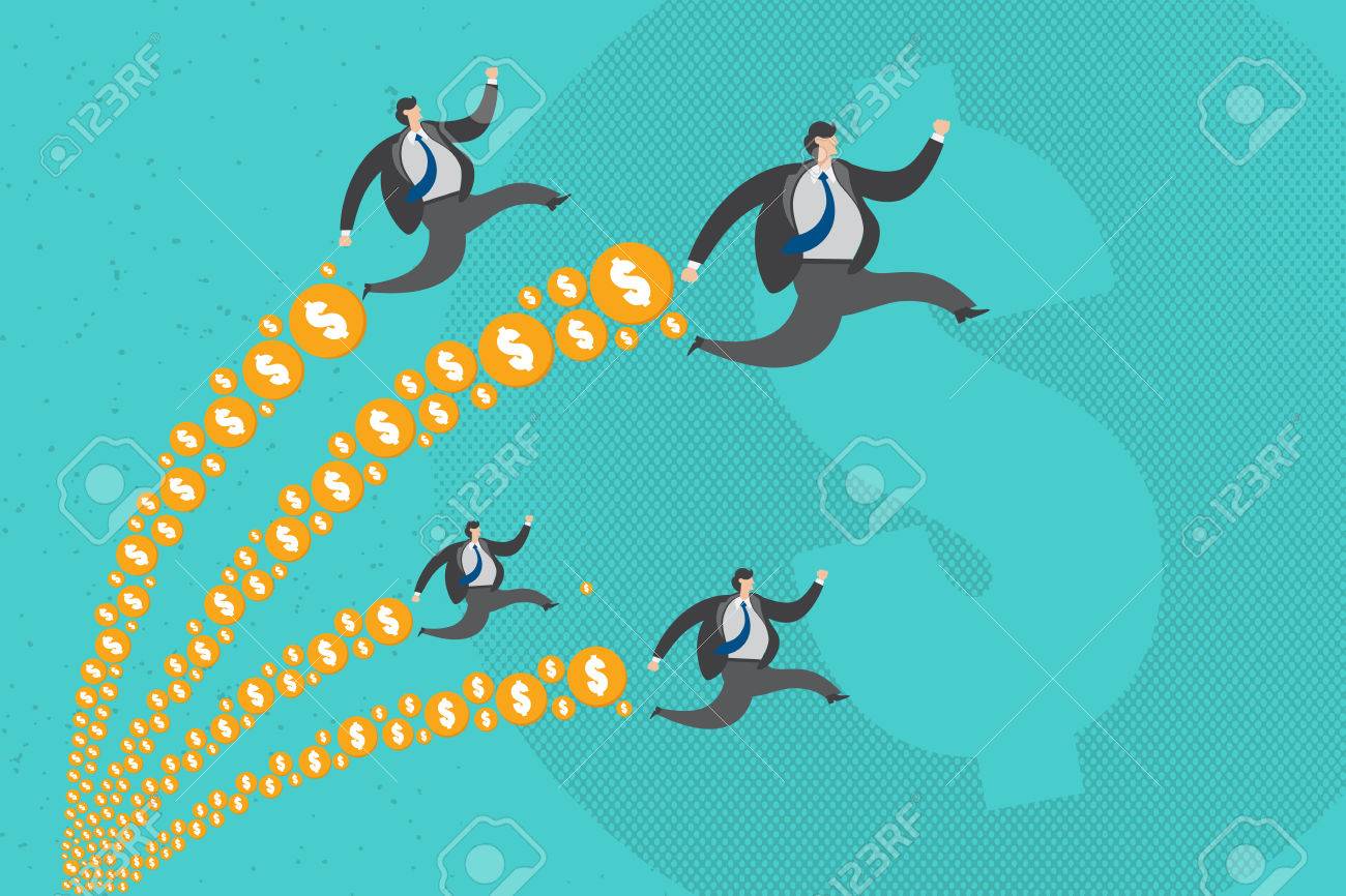 Businessmen running with funding support to complete target. - 62742716 Businessmen running with funding support to complete target. - 62742716