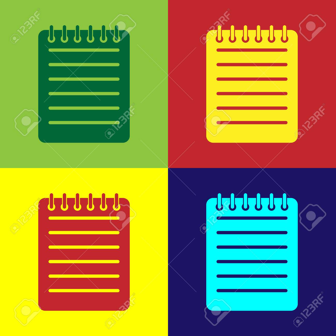Color Notebook Icon Isolated On Color Backgrounds Spiral Notepad Royalty Free Cliparts Vectors And Stock Illustration Image 124860704