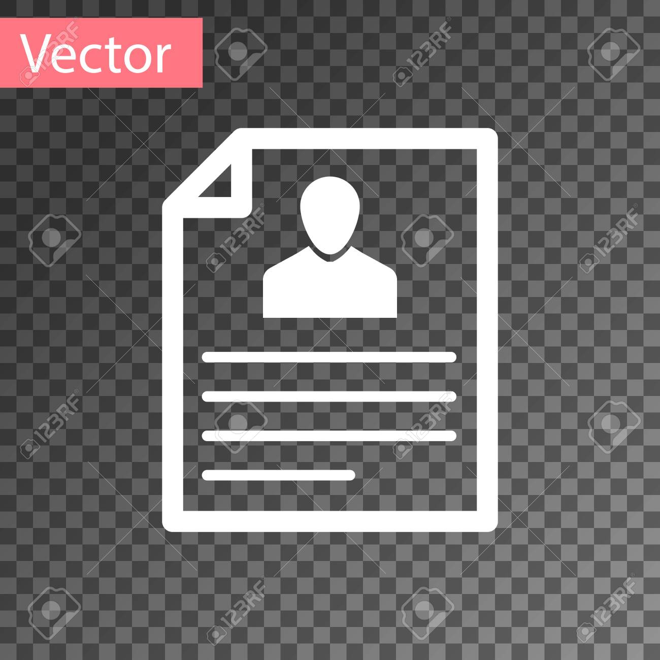 White Resume Icon Isolated On Transparent Background Cv Application Searching Professional Staff Analyzing Personnel Resume Vector Illustration Royalty Free Cliparts Vectors And Stock Illustration Image 123870160